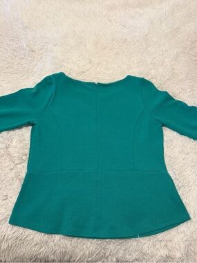 Ann Taylor Classic Teal Peplum 3/4 Sleeve Top